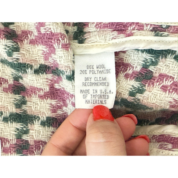 Margaret O'Leary Jacket S Pink Wool Tweed Belt Button Coat Coquette Herringbone - Picture 7 of 7